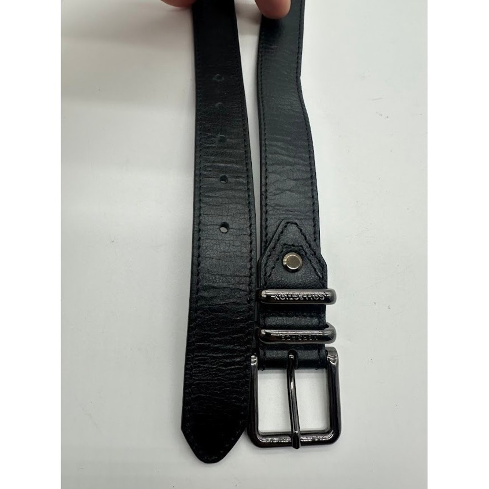 Versace Collection Mens Black Leather Belt Gunmetal Buckle Made in Italy Size 38